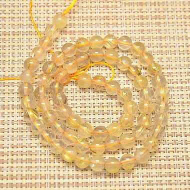 Natural Gold Rutilated Quartz Round Beads Strands(G-O017-6mm-17B)-2