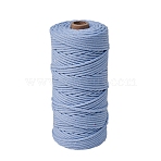 Cotton Macrame Cord, Round Macrame Rope for Wall Hangers, Boho Decorations, DIY Macrame Craft, Light Steel Blue, 3mm, about 54.68 Yards(50m)/Roll(PW-WGA9AD9-10)