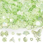 100G Resin Charms and Beads DIY Jewelry Making Findings Kit, Mixed Shapes, Green Yellow, 8~30x8~40x4~7mm, Hole: 1.5mm(OHAR-SC0003-01D)