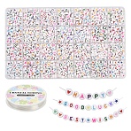 DIY Flat Round Acrylic Beads Stretch Bracelets Making Kits, Mixed Color, 7x3.5~4mm, Hole: 1.2mm, 26 styles, 48pcs/style, 1248pcs(DIY-YW0011-69)