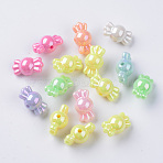 Opaque Acrylic Beads, AB Color Plated, Candy, Mixed Color, 9x16.5x9mm, Hole: 1.8~3mm, about 960pcs/500g(MACR-Q239-009)