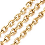 304 Stainless Steel Cable Chains, Diamond Cut Chains, Unwelded, Golden, 8x6x1.5mm(CHS-P007-27G-01)