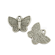 Tibetan Style Charms Pendants, Cadmium Free & Lead Free, Butterfly, Antique Silver, 13x17.5x2mm, Hole: 1mm(X-TIBEP-R354-02AS-LF)
