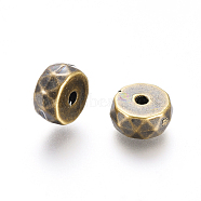 CCB Plastic Beads, Flat Round, Faceted, Antique Bronze, 7.5x3.5mm, Hole: 1.5mm(CCB-E053-05AB)