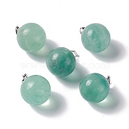 Natural Fluorite Pendants, with Platinum Tone Brass Findings, Round Charm, 22x18mm, Hole: 3x6mm(G-G926-02P-12)