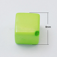Opaque Acrylic Beads, Cube, Lawn Green, 8x8x8mm, Hole: 1mm, about 880pcs/500g(SACR-R712-8)