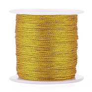 Polyester Braided Metallic Thread, for DIY Braided Bracelets Making and Embroidery, Gold, 0.4mm, 6-Ply, about 54.68 yards(50m)/roll(OCOR-I007-B-01)