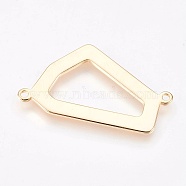 Brass Links connectors, Nickel Free, Real 18K Gold Plated, 16.5x30x1mm, Hole: 1.2mm(KK-K230-34G-NF)
