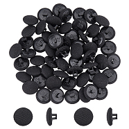 80Pcs 1-Hole Silk & Plastic Shank Buttons, Mushroom Shape, Black, 12x7mm, Hole: 1.8x1.8mm(FIND-FH0008-90A)