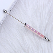 UV Plated Plastic Ball-Point Pen, Beadable Pen, for DIY Personalized Pen with Jewelry Beads, Pink, 152x11mm(AJEW-C038-02B)