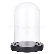 Glass Dome Cover, Decorative Display Case, Cloche Bell Jar Terrarium with Wood Base, Black, 115x110mm(ODIS-WH0010-41A)