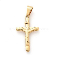 304 Stainless Steel Pendants, For Easter, Crucifix Cross, Golden, 32x19x3mm, Hole: 7x4mm(STAS-G205-07G)