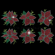 Glass Hotfix Rhinestone, Iron on Appliques, Costume Accessories, for Clothes, Bags, Pants, Christmas, Flower, 297x210mm(DIY-WH0303-110)