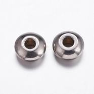 201 Stainless Steel Beads Spacers, Rondelle, Stainless Steel Color, 6x3mm, Hole: 2mm(STAS-K146-068-6mm)