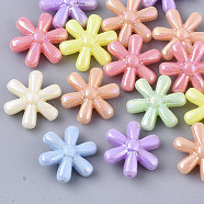Opaque Acrylic Beads, AB Color Plated, Flower, Mixed Color, 14.5x13x5.5mm, Hole: 1mm, about 1470pcs/500g(MACR-S299-008)