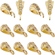 20Pcs Brass with Cubic Zirconia Pendants, for Women, Long-Lasting Plated, Real 18K Gold Plated, 9x4x5mm, Hole: 1.2mm(KK-SC0004-44)