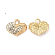 Alloy Crystal Rhinestone Pendants, Heart Charm, Golden, 16x14x3mm, Hole: 2.2mm(PALLOY-B009-19G)