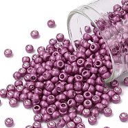TOHO Round Seed Beads, Japanese Seed Beads, Frosted, (563F) Hot Pink Galvanized Matte, 8/0, 3mm, Hole: 1mm, about 10000pcs/pound(SEED-TR08-0563F)