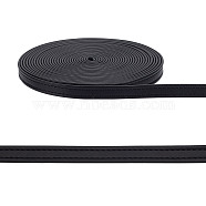 5M Flat PU Imitation Leather Cord, for Bag Strap Making, Black, 3/8 inch(10mm), about 5.47 Yards(5m)/Roll(SRIB-WH0011-163A)