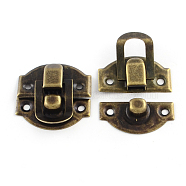 Wooden Box Lock Catch Clasps, Antique Bronze, 29x27x6mm, Hole: 2.5mm(IFIN-R203-47AB)