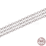 Rhodium Plated 925 Sterling Silver Rolo Chains, Soldered, Platinum, 1.5mm(STER-WH0011-05P)