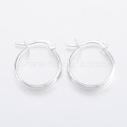 304 Stainless Steel Hoop Earrings, Hypoallergenic Earrings, Silver Color Plated, 21x18x4mm, Pin: 1x0.8mm(EJEW-H327-02A)