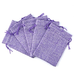 Rectangle Polyester Storage Bags, Drawstring Pouches Packaging Bag, Medium Purple, 12x9cm(PW-WG24103-31-1)