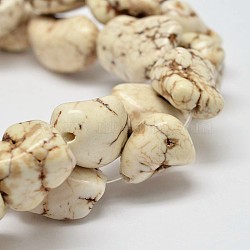 Dyed Nuggets Natural Magnesite Beads Strands, Beige, 11~17x10~12mm, Hole: 1mm, about 15.7 inch(G-M139-01-A)