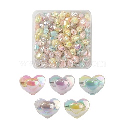 150Pcs 5 Colors Transparent Acrylic Beads, Bead in Bead, AB Color, Heart, Mixed Color, 13x17x9.5mm, Hole: 2.5mm, 30pcs/color(TACR-LS0001-09)