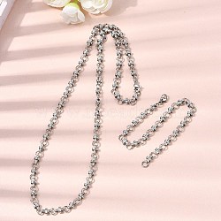 304 Stainless Steel Link Chain Bracelet & Necklace Jewelry Sets, with Lobster Claw Clasps, Stainless Steel Color, 615mm(SJEW-L199-12P)