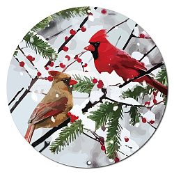 Printed Wood Round Sheets, for Home Display Decoration, Bird Pattern, 300x5mm(AJEW-WH0334-003)