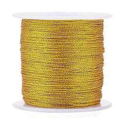 Polyester Braided Metallic Cord, for DIY Braided Bracelets Making and Embroidery, Gold, 0.4mm, 6-Ply, about 54.68 yards(50m)/roll(OCOR-I007-B-01)