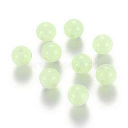 Luminous Acrylic Round Beads, Pale Green, 10mm, Hole: 2mm, 100pcs(LACR-YW0001-01-10mm)