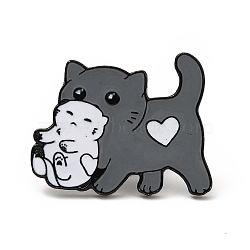 Dog with Toy Enamel Pin, Electrophoresis Black Alloy Creative Badge for Backpack Clothes, Gray, 24x30x2mm, Pin: 1.2mm(JEWB-I019-15EB)