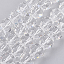 Imitation Austrian Crystal Bead Strands, Grade AAA, Faceted(32 Facets) Round, Clear, 10mm, Hole: 0.9~1mm, about 40pcs/strand, 15.7 inch(G-M181-10mm-01A)