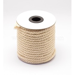 Round Cotton Twist Threads Cords, Macrame Cord, Light Yellow, 4mm, about 20yards/roll(X-OCOR-L006-E-15)