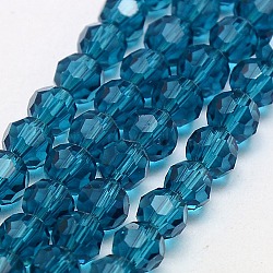 Glass Beads Strands, Faceted, Round, Steel Blue, 6mm, Hole: 1.2mm, about 88~91pcs/strand, 19.49 inch~20.08 inch(49.5~51cm)(X-EGLA-J042-6mm-14)