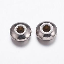 Tarnish Resistant 201 Stainless Steel Beads Spacers, Rondelle, Stainless Steel Color, 6x3mm, Hole: 2mm(STAS-K146-068-6mm)