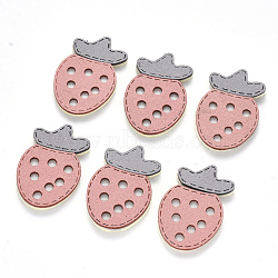 Faux Suede Patches, Costume Ornament Accessories, for Magic Tape Hair Clip Making, Strawberry, Pink, 39x26x3mm(FIND-R075-23)