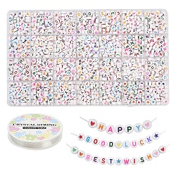 DIY Flat Round Acrylic Beads Stretch Bracelets Making Kits, Mixed Color, 7x3.5~4mm, Hole: 1.2mm, 26 styles, 48pcs/style, 1248pcs(DIY-YW0011-69)
