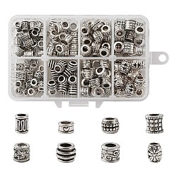 Tibetan Style Alloy Large Hole European Beads, Mixed Shapes, Antique Silver, about 190pcs/box(TIBEB-CD0001-01AS)