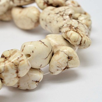 Dyed Nuggets Natural Magnesite Beads Strands, Beige, 11~17x10~17mm, Hole: 1mm, about 15.7 inch