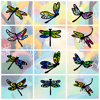 Suncatcher Craft Set, for Kids Window Paint Art Painting, Dragonfly Pattern, 19.9~21x7.6~21cm, about 12pcs/set