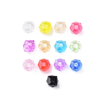 Transparent Acrylic Beads, Faceted, Square, Mixed Color, 5.5x5.5x5.5mm, Hole: 1.8mm, about 4485pcs/500g
