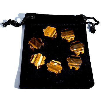 Natural Tiger Eye Flower Healing Stones, Reiki Stones for Energy Balancing Meditation Therapy, 16x6mm, 7pcs/bag