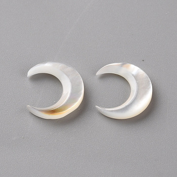 Natural White Shell Beads, No Hole/Undrilled, Moon, 12x10x2mm