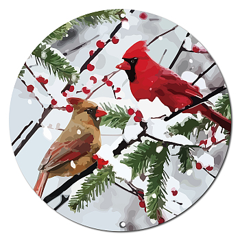 Printed Wood Round Sheets, for Home Display Decoration, Bird Pattern, 300x5mm