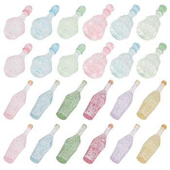 70Pcs 12 Styles Dummy Bottle Transparent Resin Cabochon, with Glitter Powder, Mixed Color, 332~41.5x12.5~16x12.5~16mm