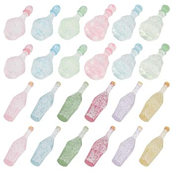 Olycraft 70Pcs 12 Styles Dummy Bottle Transparent Resin Cabochon, with Glitter Powder, Mixed Color, 332~41.5x12.5~16x12.5~16mm