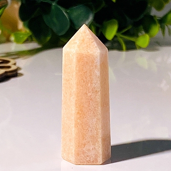 Point Tower Natural Sunstone Healing Stone Wands, for Reiki Chakra Meditation Therapy Decos, Hexagonal Prism, 15~20x15~20x40~50mm